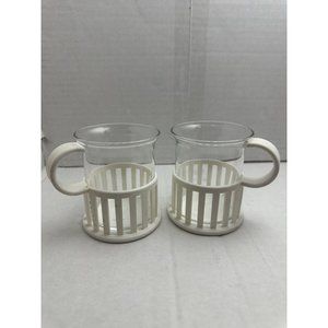 Bodum White Loggia Coffee Tea Glass Mug (Set Of 2)